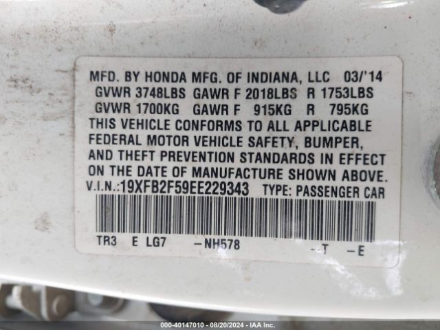 19XFB2F59EE229343 Honda Civic Lx