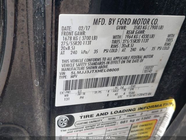5LMJJ3JTXHEL08005 Lincoln Navigator L Select