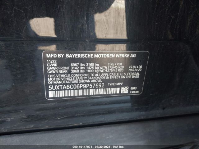 5UXTA6C06P9P57692 BMW X5 Phev Xdrive45e