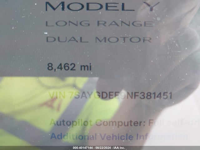2022 TESLA MODEL Y 7SAYGDEE9NF381451 Photo 6