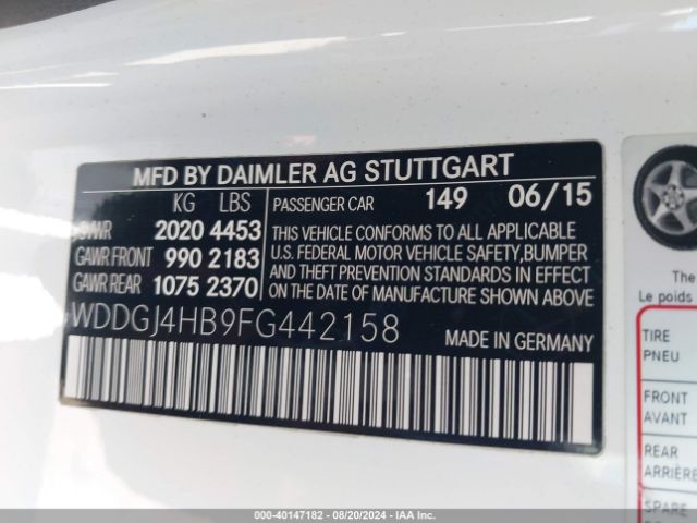WDDGJ4HB9FG442158 Mercedes-Benz C 250