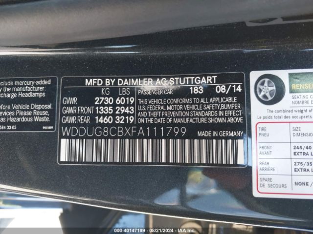 WDDUG8CBXFA111799 Mercedes-Benz S 550