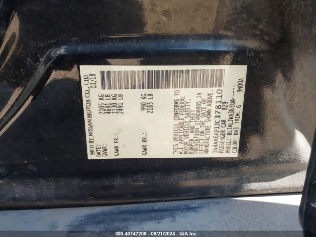 1N4AA6AP1JC378110 Nissan Maxima 3.5 Sv