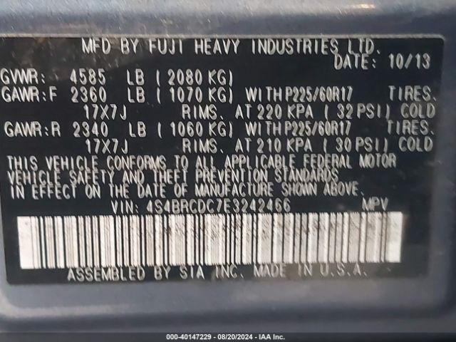 4S4BRCDC7E3242466 Subaru Outback 2.5i Premium