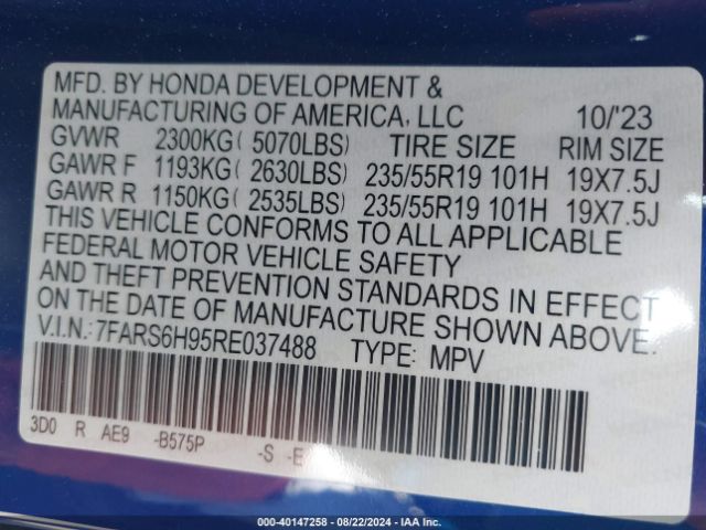 7FARS6H95RE037488 Honda Cr-v Hybrid Sport Touring