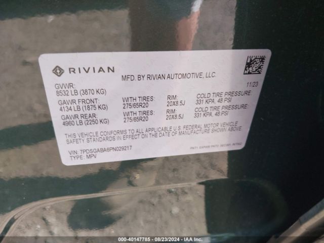 7PDSGABA6PN029217 Rivian R1s Adventure