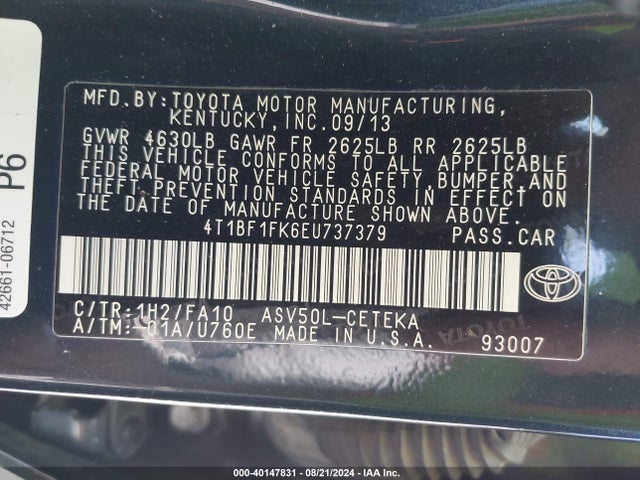 Toyota CAMRY L 2014 4T1BF1FK6EU737379 Image 9