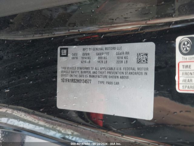 1G1FA1RS2H0134577 Chevrolet Camaro 1lt