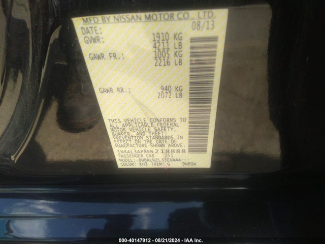 Nissan Altima 2.5 S 2014 1N4AL3AP8EN218888 Image 9