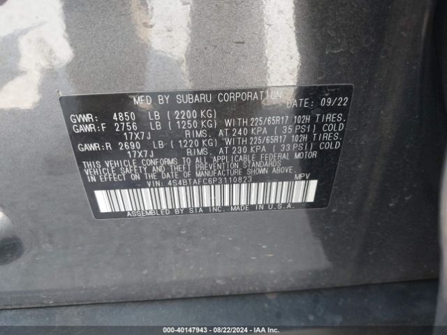 4S4BTAFC6P3110823 Subaru Outback Premium