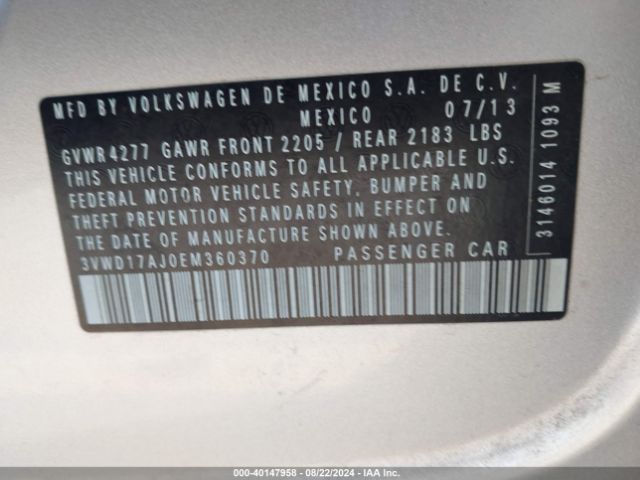 3VWD17AJ0EM360370 Volkswagen Jetta 1.8t Se