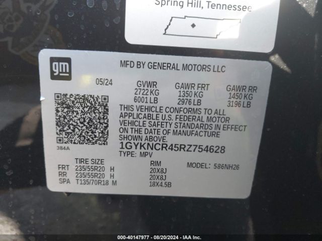 1GYKNCR45RZ754628 Cadillac Xt5 Fwd Premium Luxury