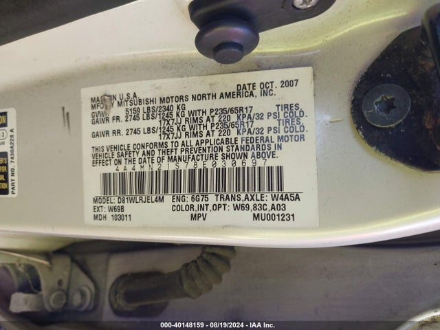 2008 MITSUBISHI ENDEAVOR 4A4MN21S78E030697 Photo 8
