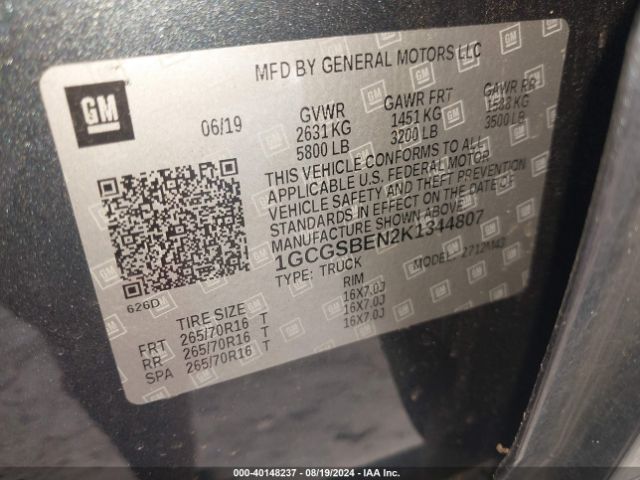 1GCGSBEN2K1344807 Chevrolet Colorado Wt
