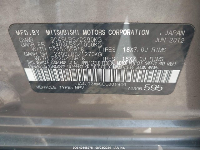 2013 MITSUBISHI OUTLANDER JA4JT3AW6DU001940 Photo 8