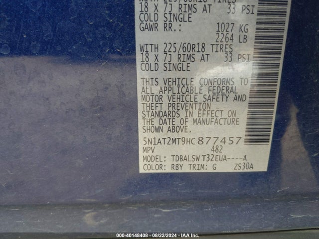 Nissan Rogue Sl 2017 5N1AT2MT9HC877457 Image 9
