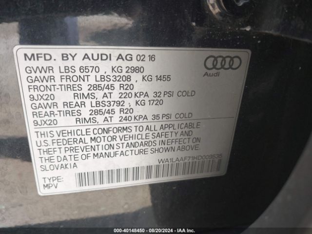 WA1LAAF71HD009535 Audi Q7 3.0t Premium