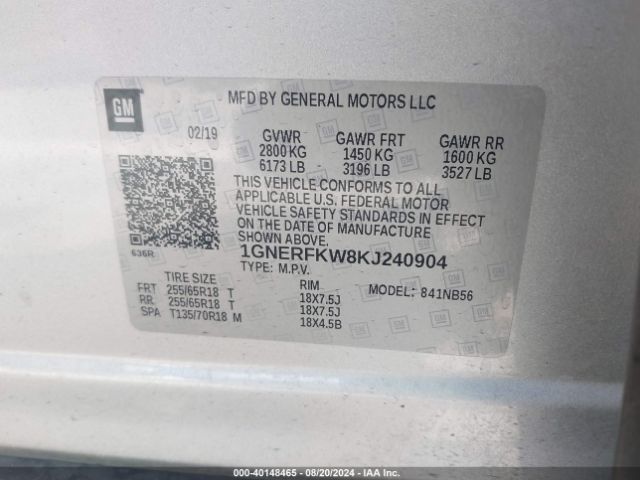 1GNERFKW8KJ240904 Chevrolet Traverse Ls