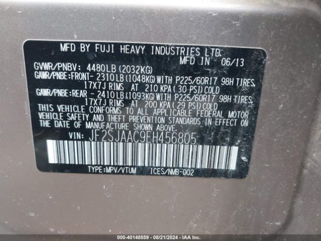 JF2SJAAC9EH456805 Subaru Forester 2.5i