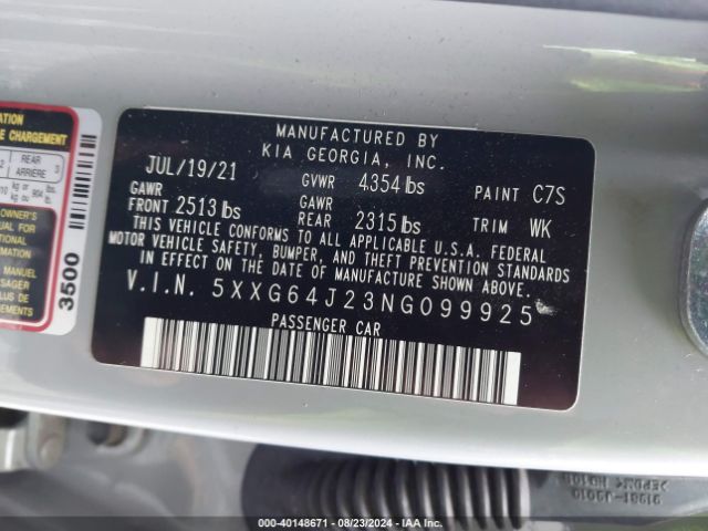 5XXG64J23NG099925 KIA K5 Gt-line