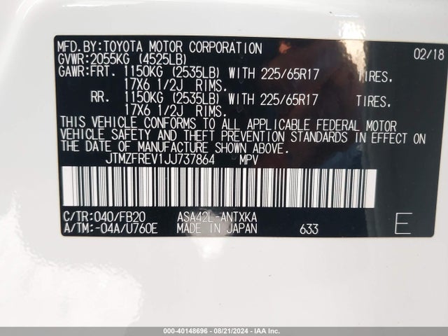 Toyota RAV4 LE 2018 JTMZFREV1JJ737864 Image 9