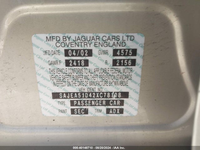 2002 JAGUAR X-TYPE SAJEA51D42XC78108 Photo 8