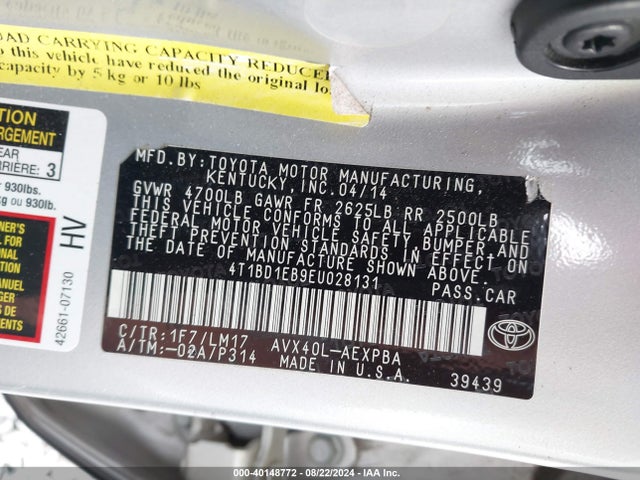 Toyota Avalon Hybrid Limited 2014 4T1BD1EB9EU028131 Image 9