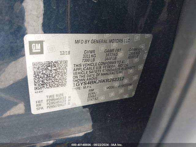 1GYS4BKJ6KR263312 Cadillac Escalade Luxury