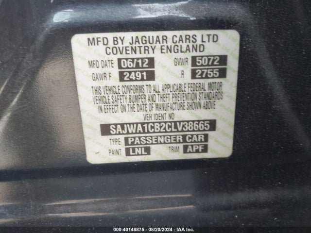 2012 JAGUAR XJ SAJWA1CB2CLV38665 Photo 8