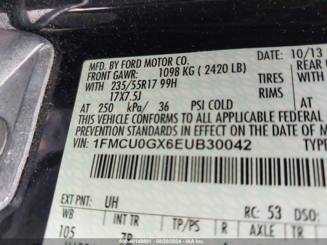 Ford ESCAPE SE 2014 1FMCU0GX6EUB30042 Image 9