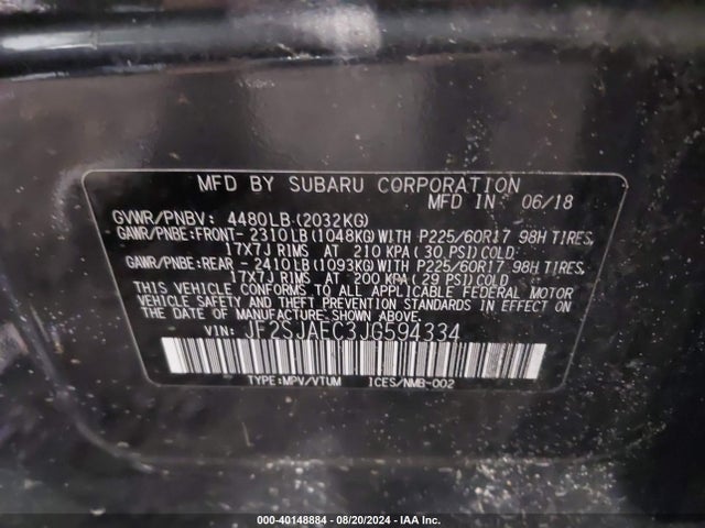 Subaru Forester 2.5i Premium 2018 JF2SJAEC3JG594334 Image 9