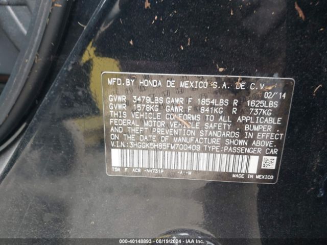 3HGGK5H85FM700409 Honda Fit Ex/ex-l