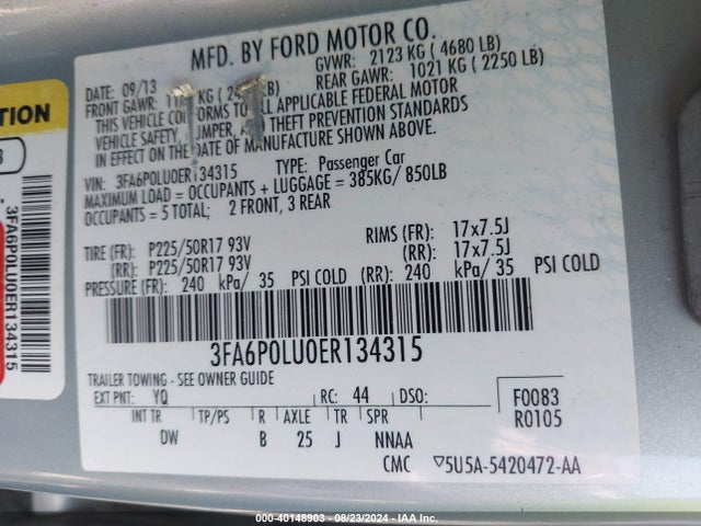 Ford Fusion Hybrid Se 2014 3FA6P0LU0ER134315 Image 9