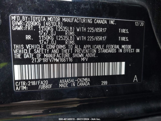 Toyota Rav4 Xle 2021 2T3P1RFV7MW166116 Image 9