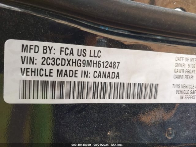 2C3CDXHG9MH612487 Dodge Charger Gt Rwd