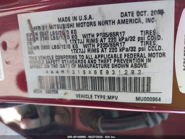 2006 MITSUBISHI ENDEAVOR 4A4MN31SX6E031202 Photo 8