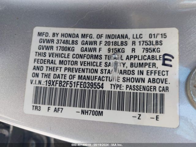 19XFB2F51FE039554 Honda Civic Lx