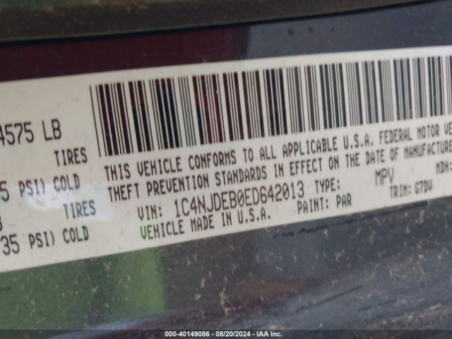 1C4NJDEB0ED642013 Jeep Compass Latitude