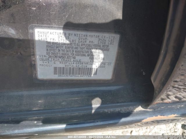 3N1CN7AP5GL827740 Nissan Versa 1.6 S+