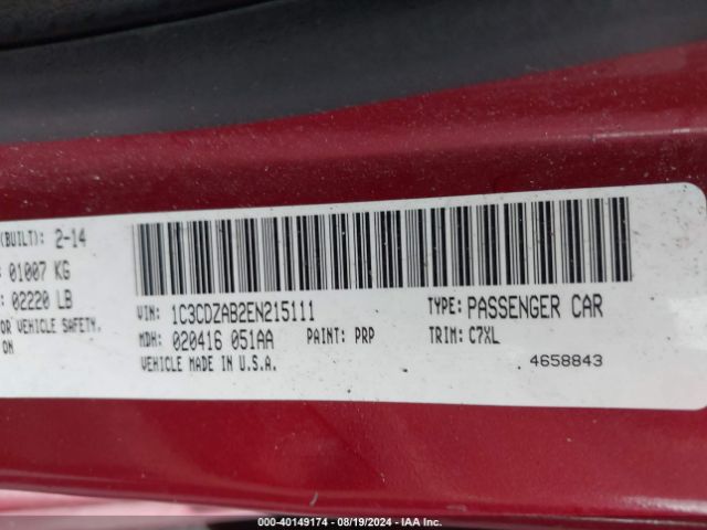 1C3CDZAB2EN215111 Dodge AVENGER SE