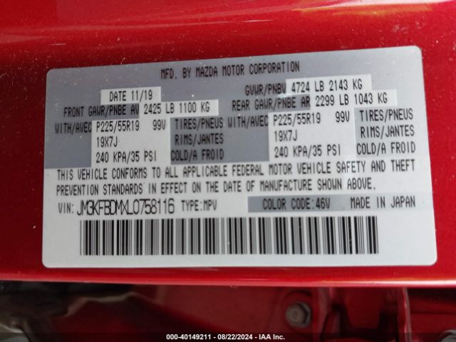 JM3KFBDMXL0758116 Mazda Cx-5 Grand Touring