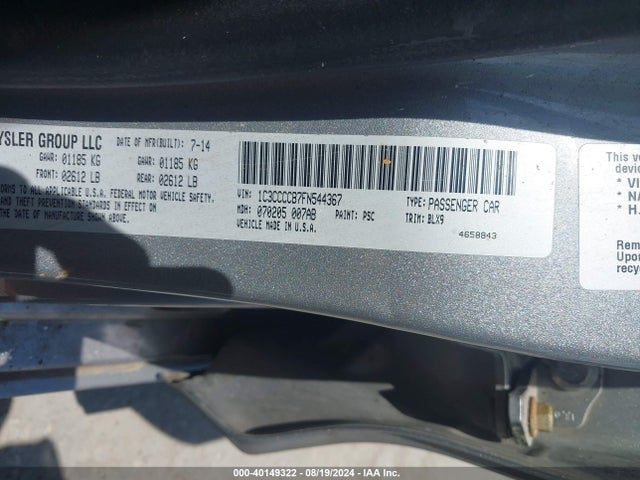 Chrysler 200 C 2015 1C3CCCCB7FN544367 Image 9