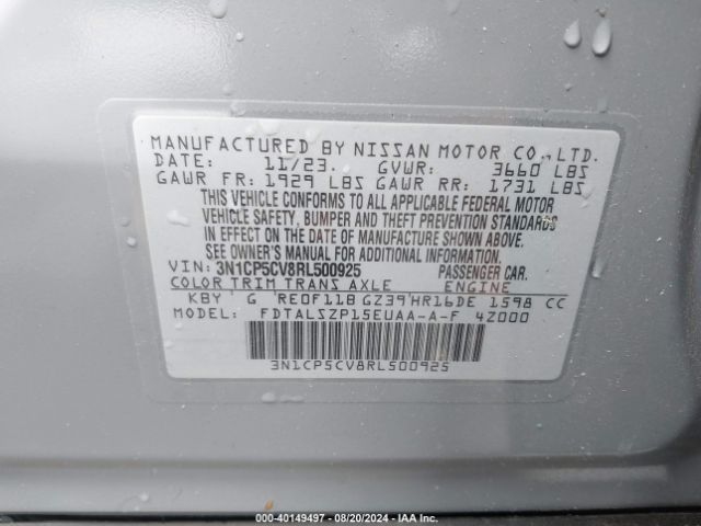 3N1CP5CV8RL500925 Nissan Kicks Sv Xtronic Cvt
