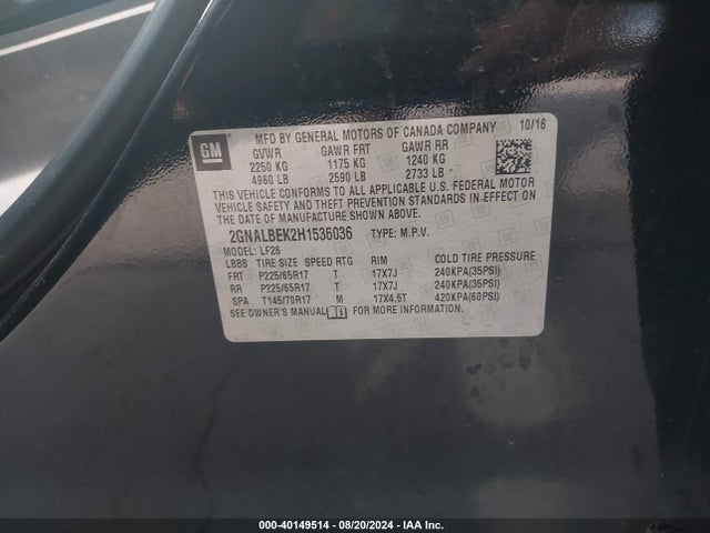 Chevrolet EQUINOX LS 2017 2GNALBEK2H1536036 Image 9