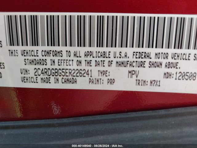 2C4RDGBG5ER226241 Dodge Grand Caravan Se 30th Anniversary