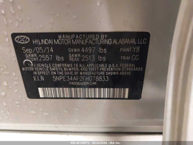 5NPE34AF2FH078833 Hyundai Sonata Sport