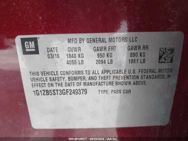 1G1ZB5ST3GF249379 Chevrolet MALIBU LS