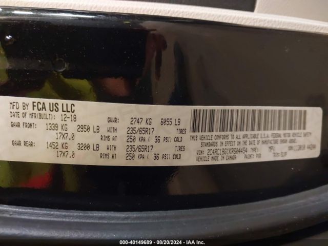 2019 CHRYSLER PACIFICA 2C4RC1BG1KR604454 Photo 8