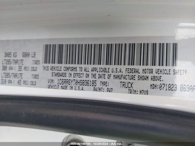 1C6RR6YT0HS836185 RAM 1500 Rebel  4x2 5'7 Box