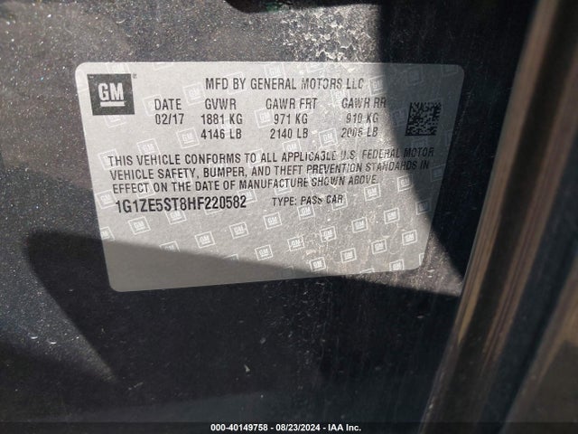 Chevrolet MALIBU 1LT 2017 1G1ZE5ST8HF220582 Image 9